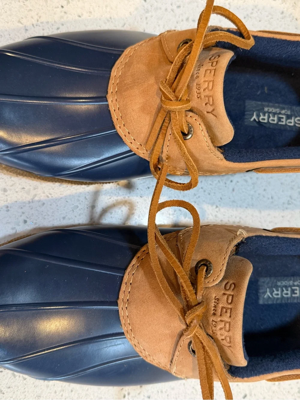 Sperry Navy and Brown Lace-Up Duck Shoes